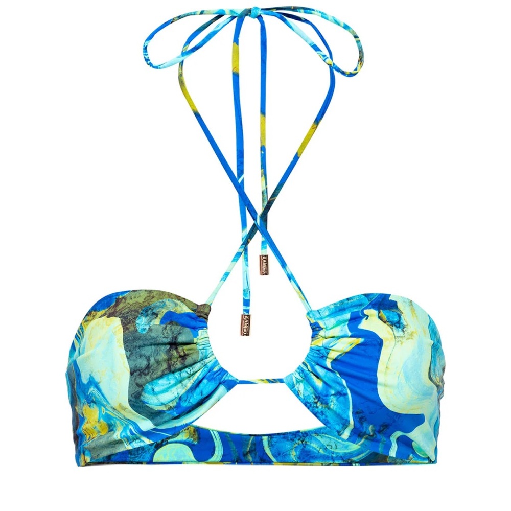 Vibrant Blue and Yellow Bikini Top and Bottom